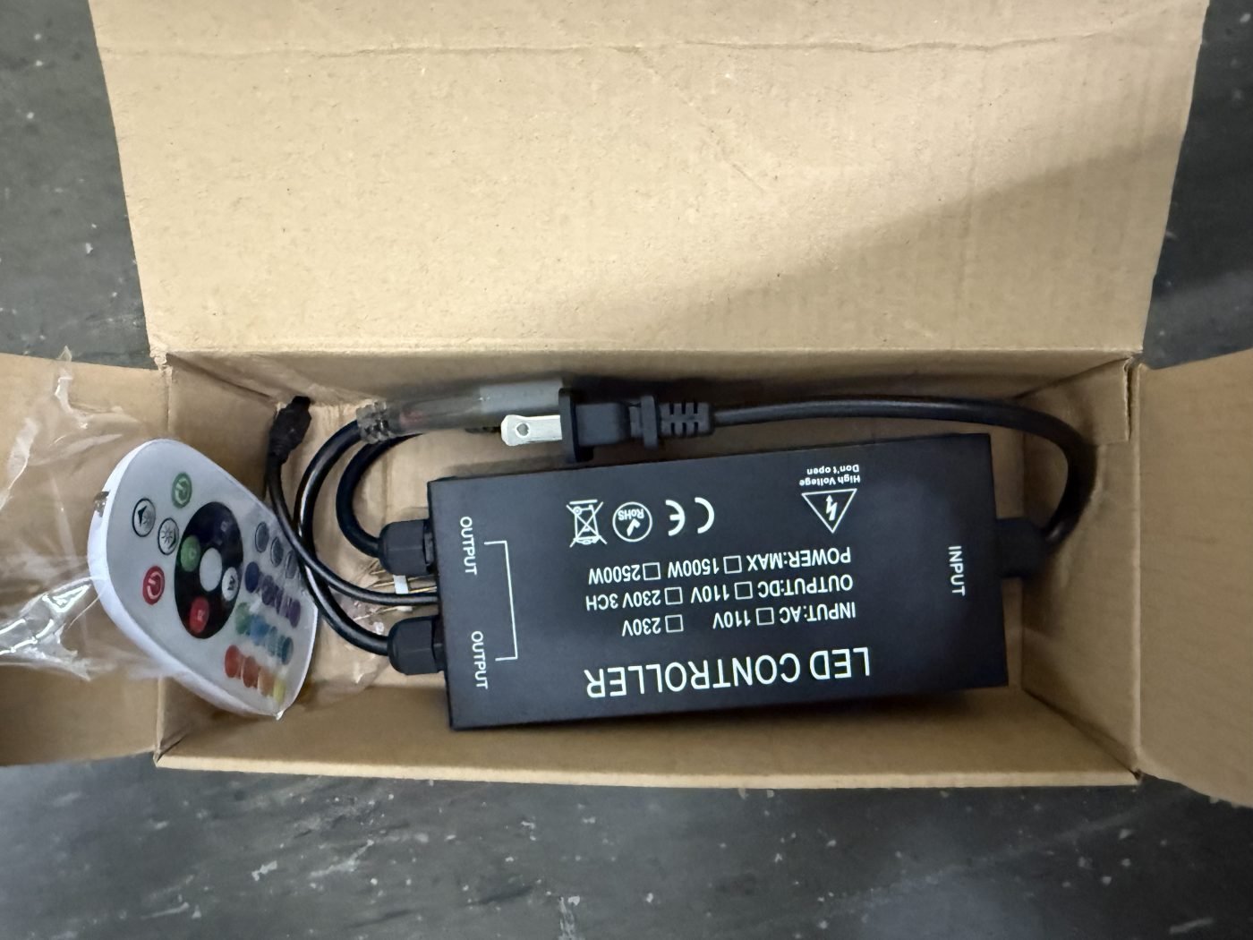 LED Controller with Remote in Cardboard Box